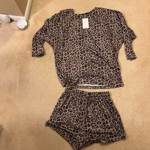 Woman’s Pajamas Short Set. Shorts and Long Sleeve - Brand New. Size Large